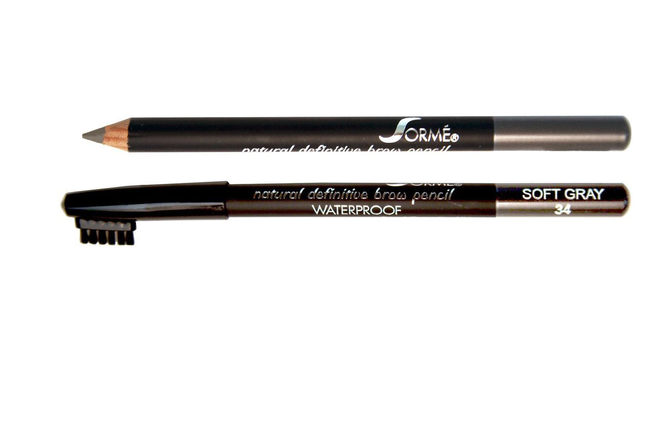 Sorme Cosmetics Waterproof Eyebrow Pencil With Brush, (34) Soft Gray